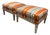 Pair of Hickory Chair Orange and Gray Striped Ottomans For Sale