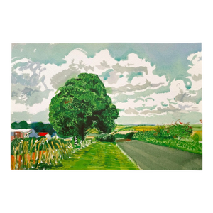 David Hockney Fine Art Lithograph Print Midsummer : East Yorkshire Series " Road and Tree Near Wetwang " 2004
