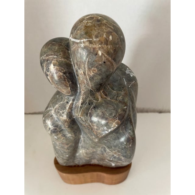 Abstract Vintage 1980s Granite Stone EJC Figural Abstract Sculpture on Resin Base For Sale - Image 3 of 5