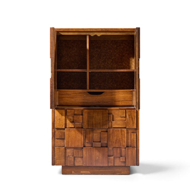 Lane Staccato Brutalist Mid Century Walnut Armoire Dresser For Sale In Chicago - Image 6 of 11