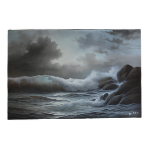 1980s Jorge Prieto B. Stormy Seascape Original Oil on Canvas