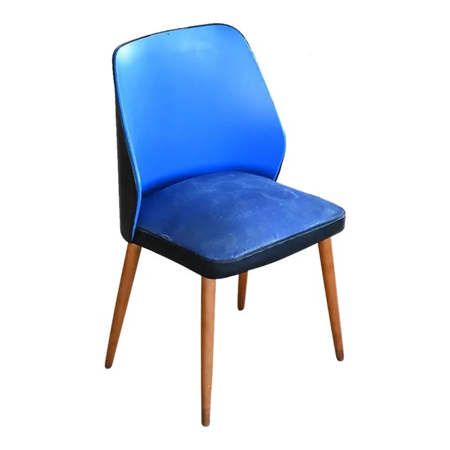 Vintage Danish Modern Blue Accent Chair For Sale
