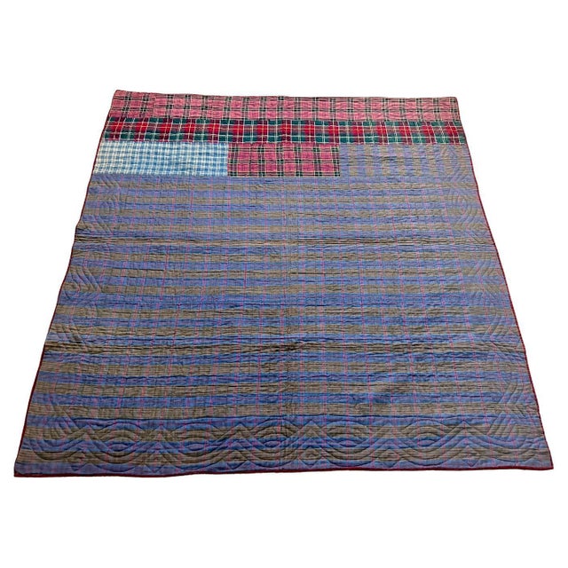 Antique American Lancester County Log Cabin Barn Raising Quilt with Boro Backing For Sale - Image 13 of 17