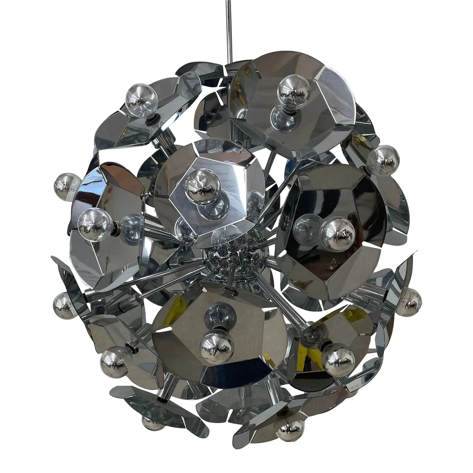 Large Italian Mid-Century Modern Sputnik Style Flower Chandelier, Round ...