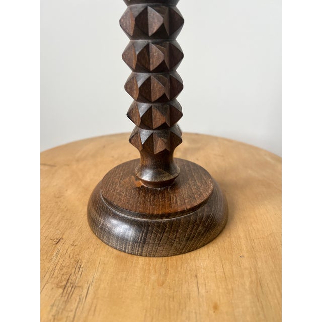 Vintage Turned Wood Table Lamp by Charles Dudouyt, 1940s For Sale - Image 13 of 14