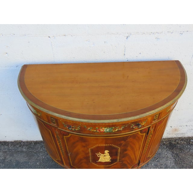 French Bombay Demilune Inlay Cameo Commode Small Buffet Server 6378 For Sale - Image 14 of 17