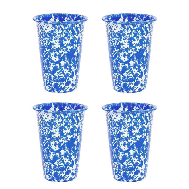Paint Crow Canyon Home Splatterware, 14 oz. Tumblers in Blue & White - Set of 4 For Sale - Image 7 of 7