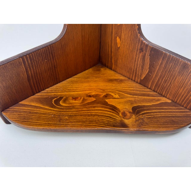 Rustic Vintage 1970s Wood Corner Shelf Wall Display For Sale - Image 3 of 10