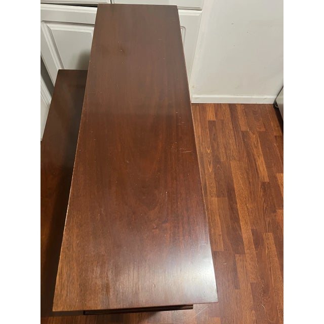 1950s Hepplewhite Writing Desk Inlaid Tambour Vintage Maddox For Sale - Image 5 of 8