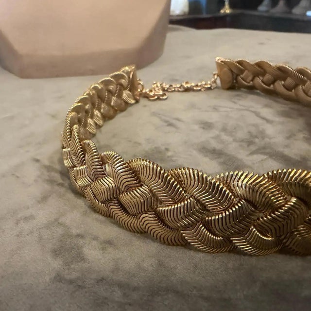 A 2000s Costume Jewelry Gilt Metal Italian Choker Necklace For Sale - Image 12 of 14