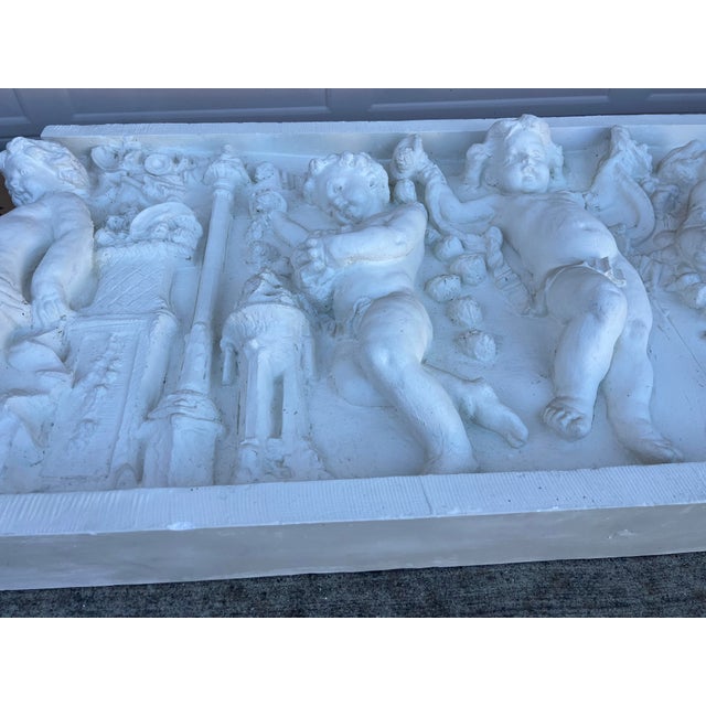 Neoclassical Extra Large Neoclassical Cherub Frieze Sculpture White For Sale - Image 3 of 4