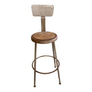 1950s Vintage Industrial Metal Stool For Sale
