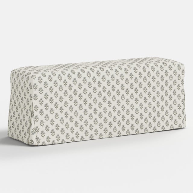 Spritely Home Slipcover for Stoffer Home x Cloth & Company for Lindy Slipcover Dining Bench in Francie Floral Flint For Sale - Image 4 of 5