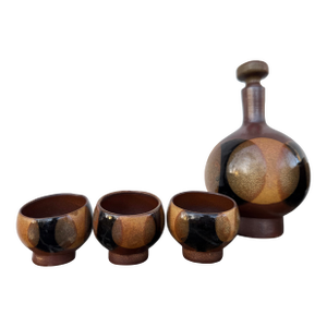 Mid 20th Century Robert Maxwell for Pottery Craft Usa Decanter and Cup Set