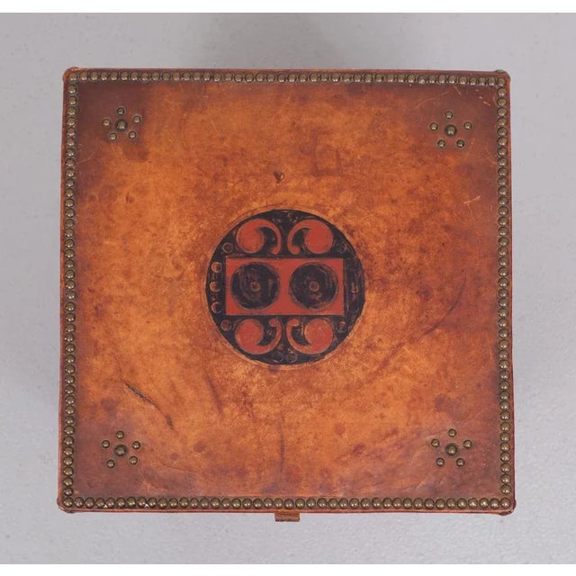 Late 19th Century Antique French Leather Embossed Box, 1880 For Sale - Image 5 of 10