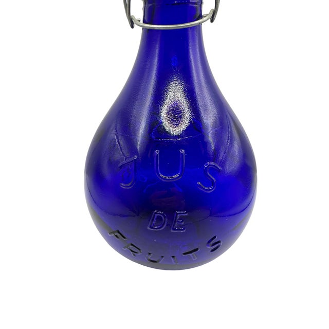 Vintage Italian Casadis Milano Cobalt Blue "Jus De Fruits" Glass Jug For Sale - Image 12 of 12