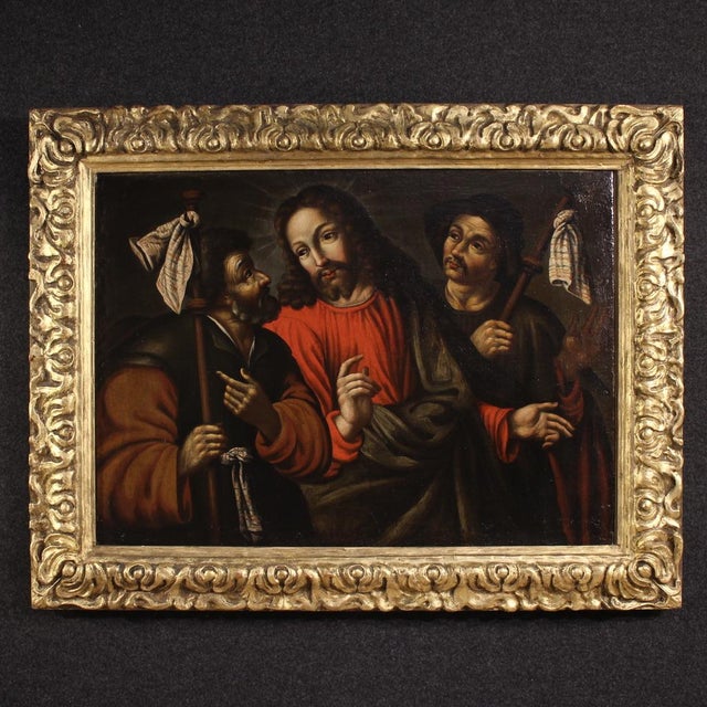 Spanish Artist, Christ and the Disciples of Emmaus, 1640, Oil on Canvas For Sale - Image 15 of 15