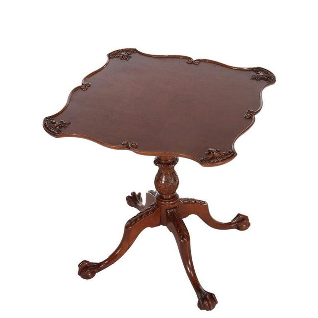 Chippendale Antique Imperial Chippendale Carved Mahogany Side Table With Claw & Ball Feet For Sale - Image 3 of 9