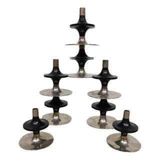 Mid-Century Chrome Stackable Candle Holders from Fritz Nagel, Set of 8 For Sale