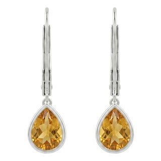 Citrine Teardrop Dangle Earrings – 925 Sterling Silver Handmade - A Pair For Sale