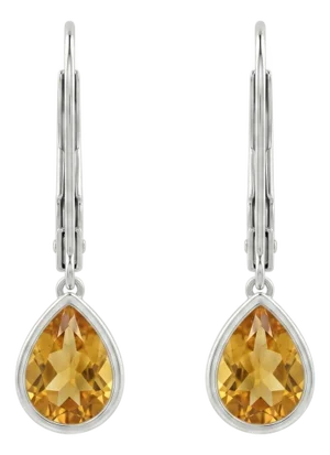 Citrine Teardrop Dangle Earrings – 925 Sterling Silver Handmade - A Pair