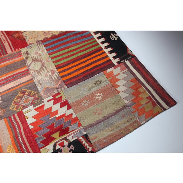 Contemporary Mid 20th Century One of a Kind Turkish Kilim Patchwork Rug for Contemporary Interiors -5' 11'' X 8' For Sale - Image 3 of 10