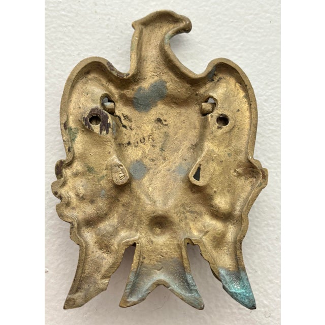 Antique Brass Federal Eagle and Crest Door Knocker & Hardware For Sale - Image 6 of 7