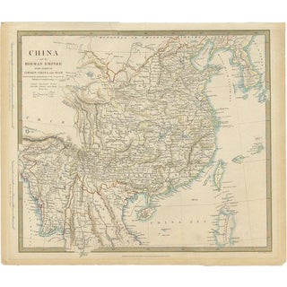 Antique Map of China with Formosa Taiwan and Part of Korea, 1840s For Sale