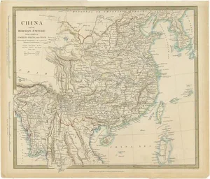 Antique Map of China with Formosa Taiwan and Part of Korea, 1840s