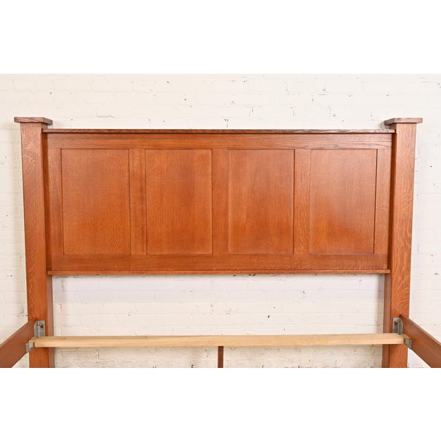 Stickley Style Mission Oak Arts & Crafts King Size Bed For Sale In South Bend - Image 6 of 9