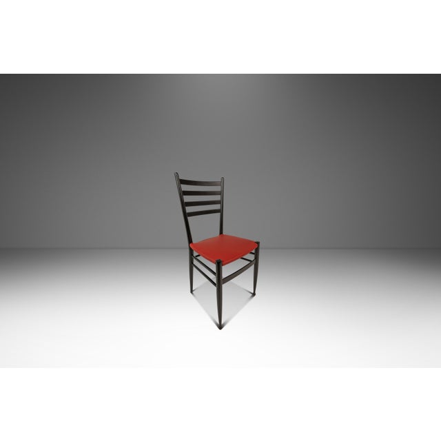 Plastic Set of Twelve (12) Mid-Century Italian Modern Bespoke Dining Chairs W/ New Vinyl Upholstery Designed After Gio Ponti, Italy, C. 1960's For Sale - Image 7 of 18