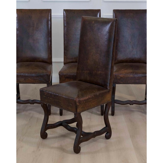 Set of Six 19th Century Spanish Leather Dining Chairs For Sale In Atlanta - Image 6 of 9