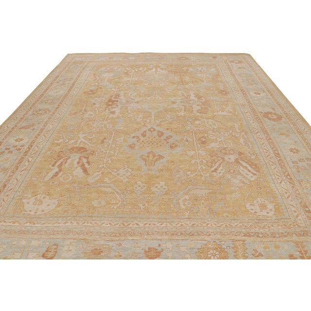 Rug & Kilim’s Oushak Style Rug in Gold With All Over Floral Patterns For Sale In New York - Image 6 of 7