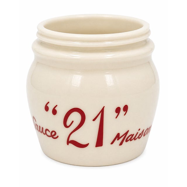 Vintage the "21" Club Nyc Restaurant Condiment Jar Sauce Maison Glass No Lid For Sale In Washington DC - Image 6 of 9