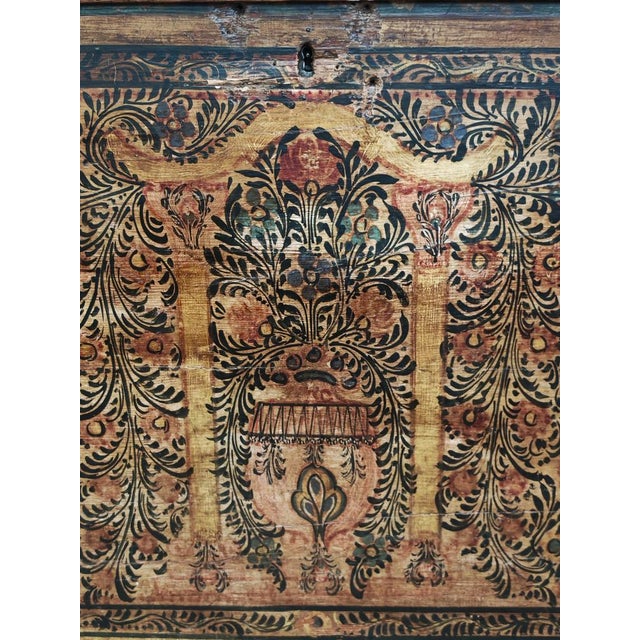 Large Antique Adriatic Dowry Chest in Hand-Painted Pine For Sale - Image 3 of 16