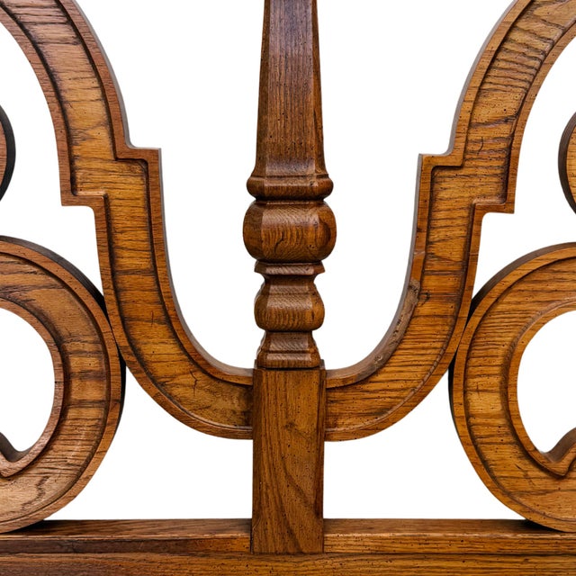 Thomasville 1970s Thomasville Segovia Collection Spanish Mediterranean Revival Oak Fretwork King Headboard For Sale - Image 4 of 11