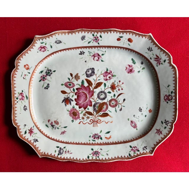 18th Century Antique 18th Century Chinese Export Porcelain Platter in Famille Rose Palette For Sale - Image 5 of 8