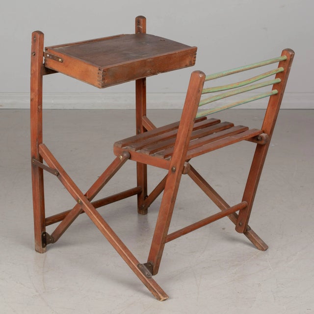 French Country French Folding Child's Desk and Chair For Sale - Image 3 of 11
