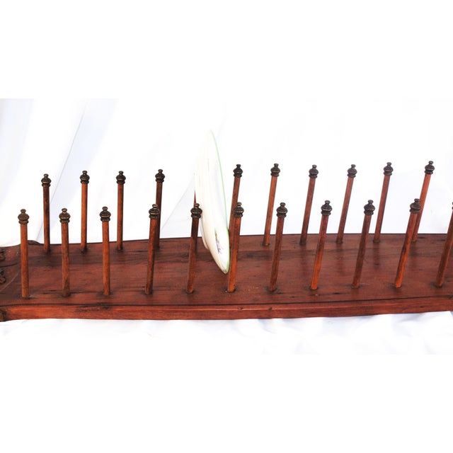 Wood Antique Vertical Carved Wooden Plate Rack With Bacchus For Sale - Image 7 of 8