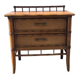 Vintage Thomasville Faux Bamboo & Rattan Nightstand For Sale