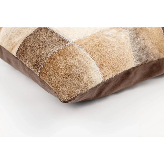 Farmhouse Canvello Genuine Cowhide Leather Decorative Throw Pillow With Feather Down Insert Included For Sale - Image 3 of 4