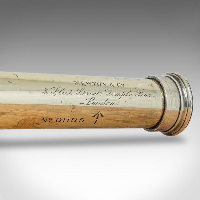 Antique 3 Draw Telescope, English Brass, Leather, Newton & Co, Victorian, C.1870 For Sale - Image 10 of 11