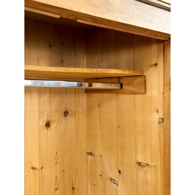 Antique European Pine Wardrobe Two Door Armoire Turned Feet, Natural Wood For Sale - Image 16 of 17