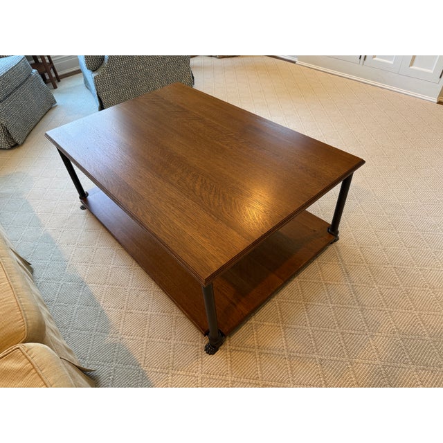 Brown Bunny Williams Oak & Iron Coffee Table With Lion's Paw Feet For Sale - Image 8 of 18