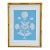 Original Hand-Painted Blue & White Abstract Floral Motif Painting, Framed For Sale