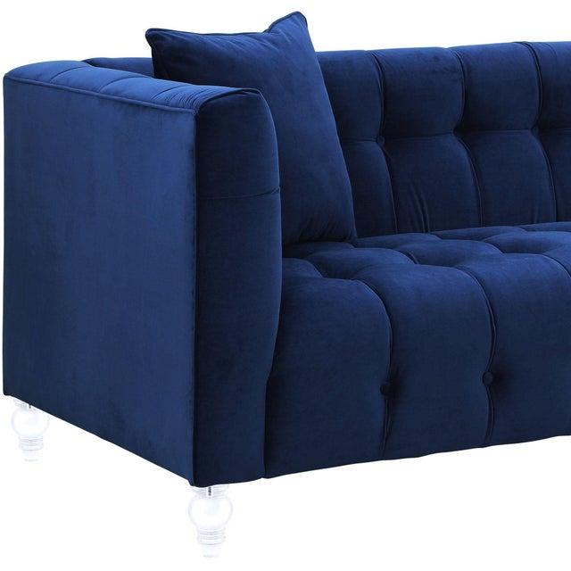 Bea Navy Velvet Sofa For Sale - Image 4 of 8