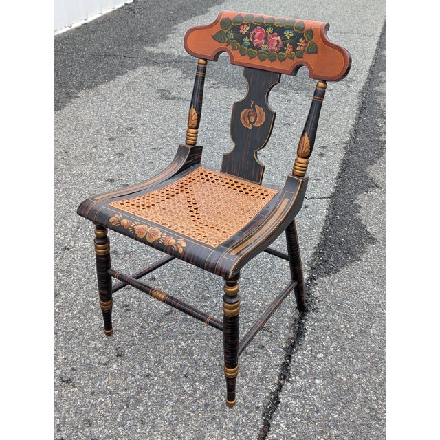 19th C. Baltimore Ebonised & Painted Bergere Side Chair, 1880s For Sale - Image 13 of 14