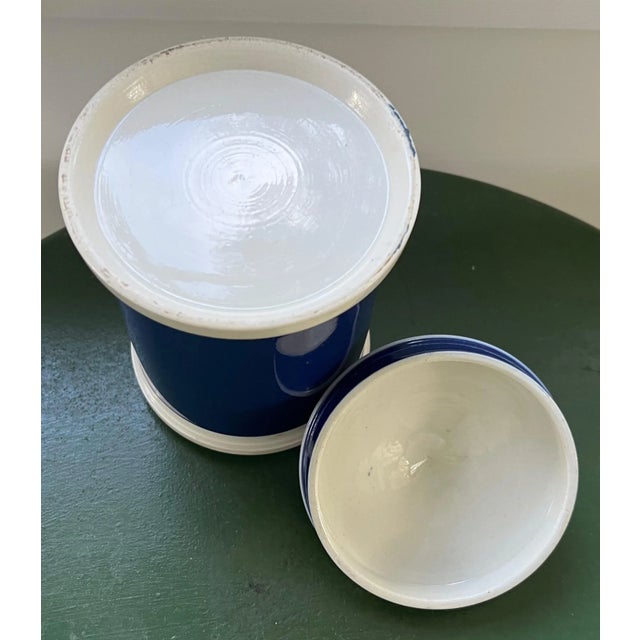 Blue Antique 19th Century French Bright Blue Pottery Apothecary Jar For Sale - Image 8 of 11