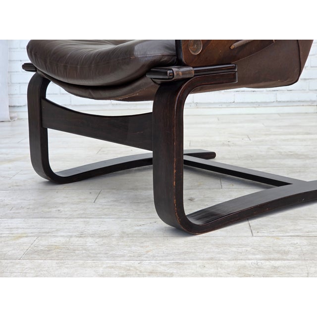 Swedish Armchair in Leather by Åke Fribytter, 1970s For Sale - Image 14 of 18