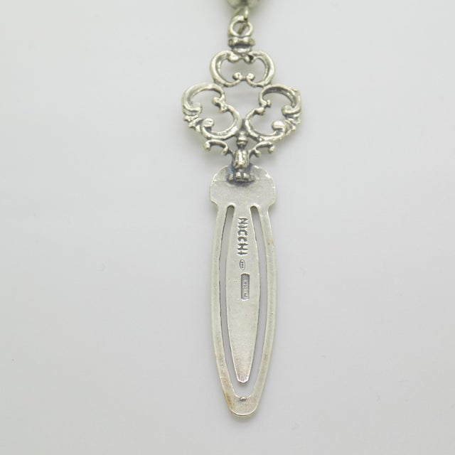 Metal Vintage Italian Silver 800 Bookmark with Red Tassel by Nicchi, Arezzo, 1980s For Sale - Image 7 of 12